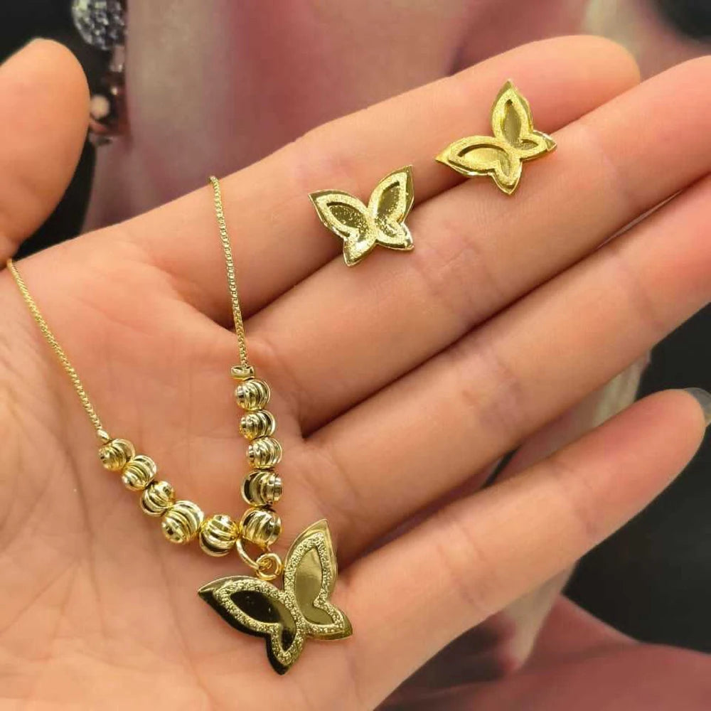 Dubai Gold Plated Earrings & Necklace Set – Vintage Luxury