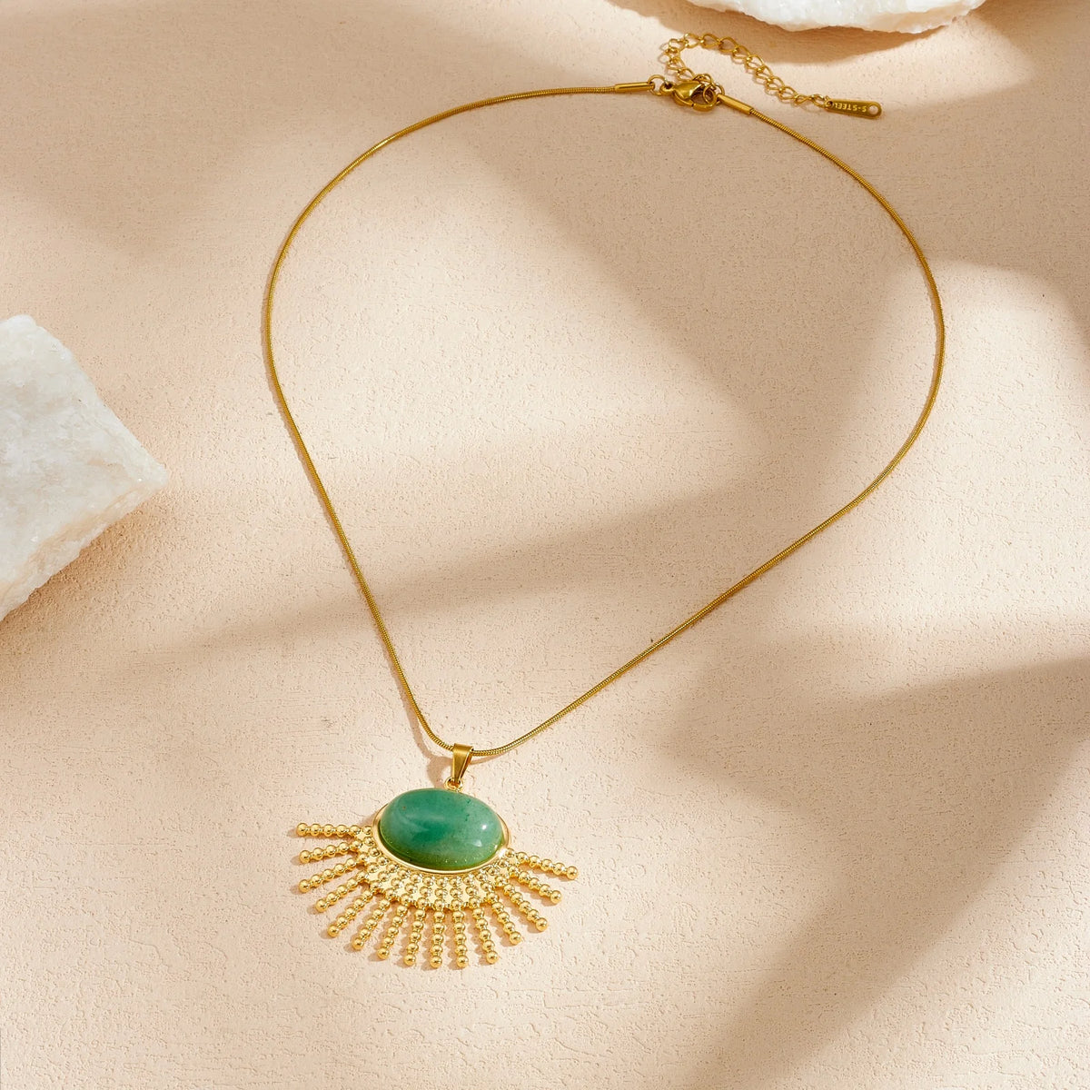 Green Jade Bohemian Pendant Necklace