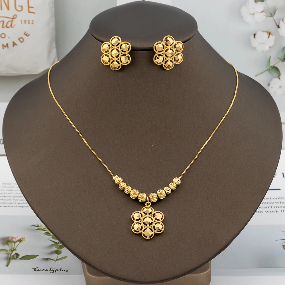 Dubai Gold Plated Earrings & Necklace Set – Vintage Luxury