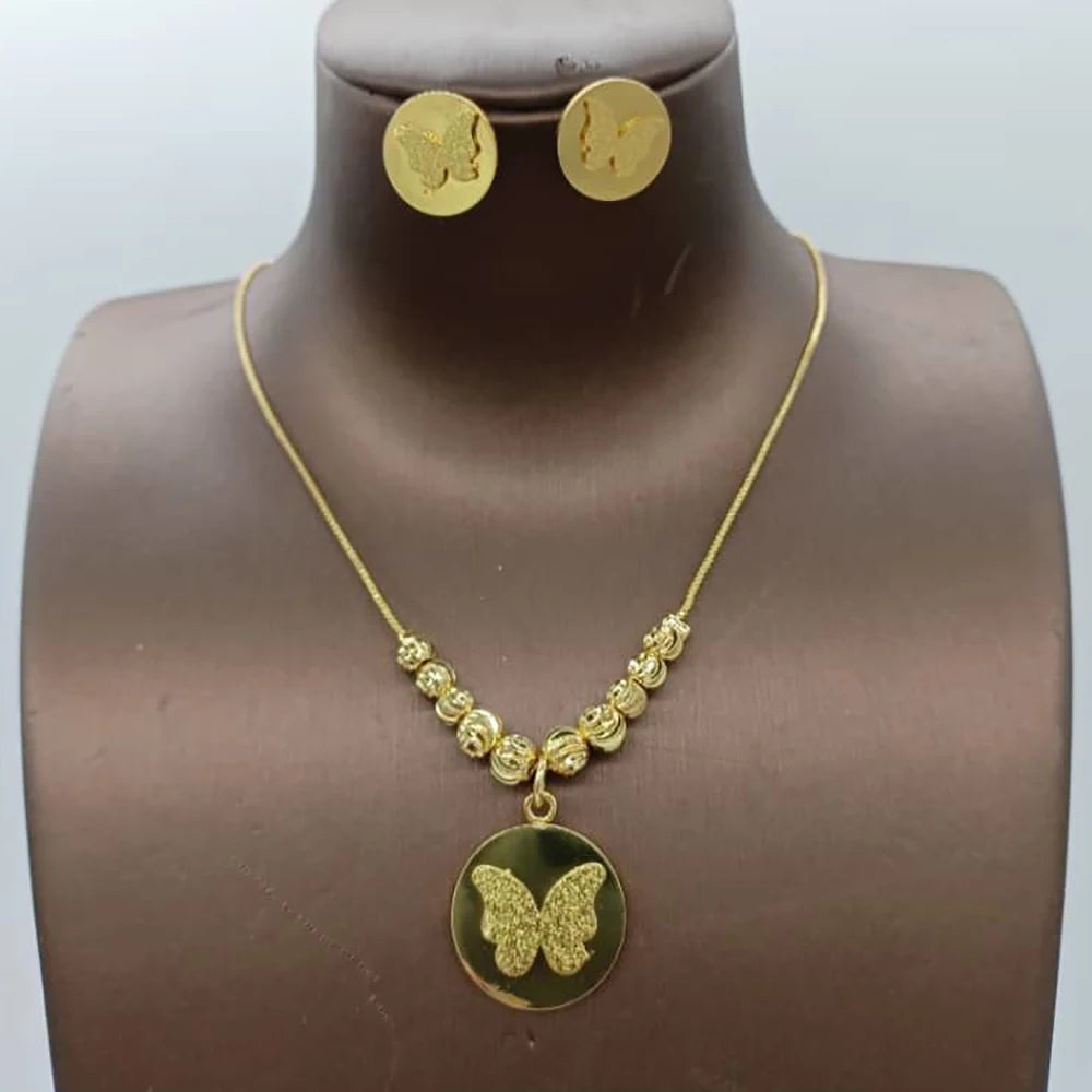 Dubai Gold Plated Earrings & Necklace Set – Vintage Luxury
