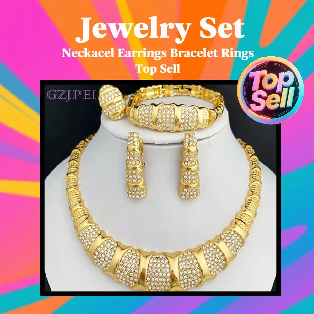Dubai 18K Gold Plated Luxury 4-Piece Jewelry Set