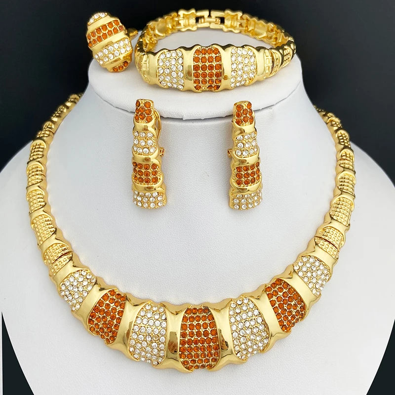 Dubai 18K Gold Plated Luxury 4-Piece Jewelry Set