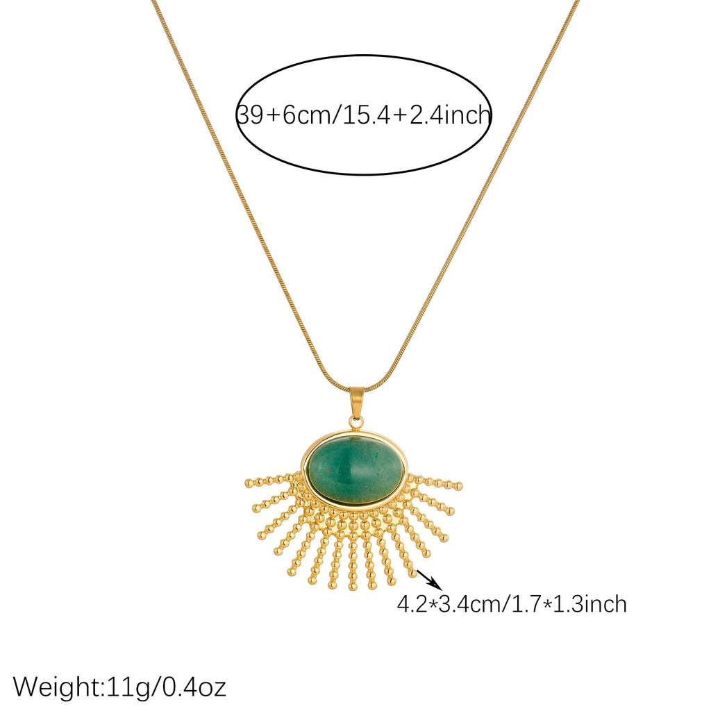 Green Jade Bohemian Pendant Necklace